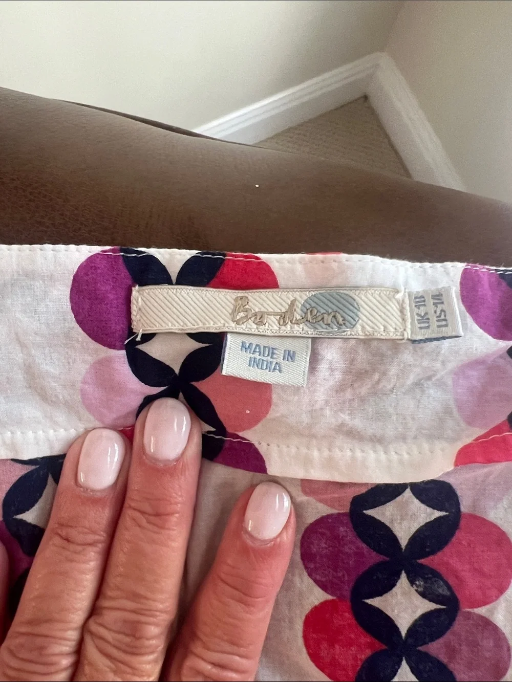 Boden Pink and Navy Geometric Print Tunic cover up